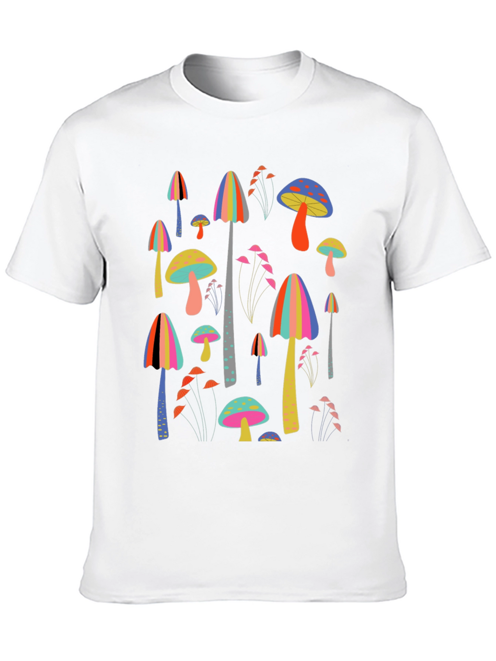 Funky Mushroom Print Black T-Shirt