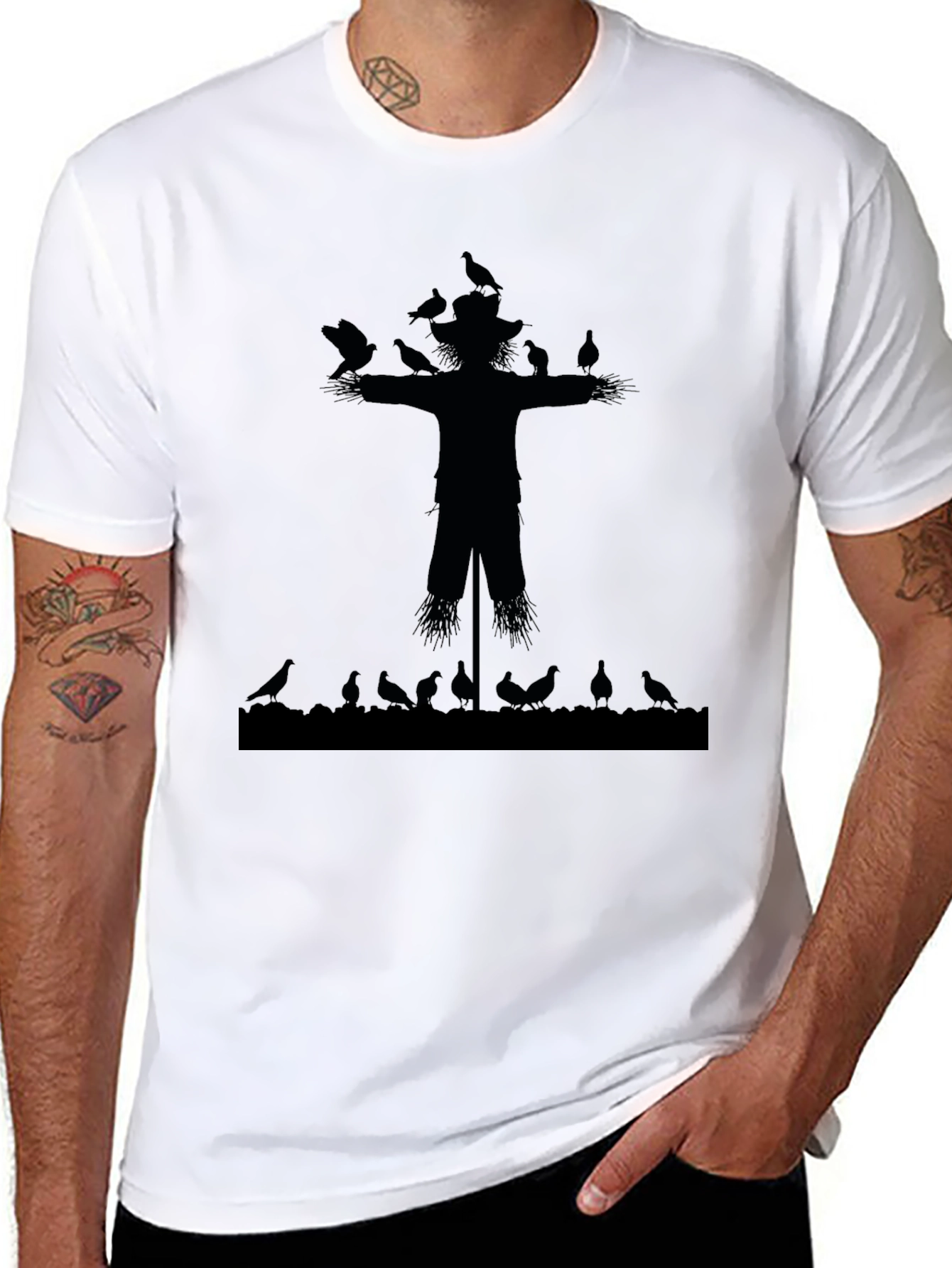 Scarecrow and Crows Graphic T-Shirt