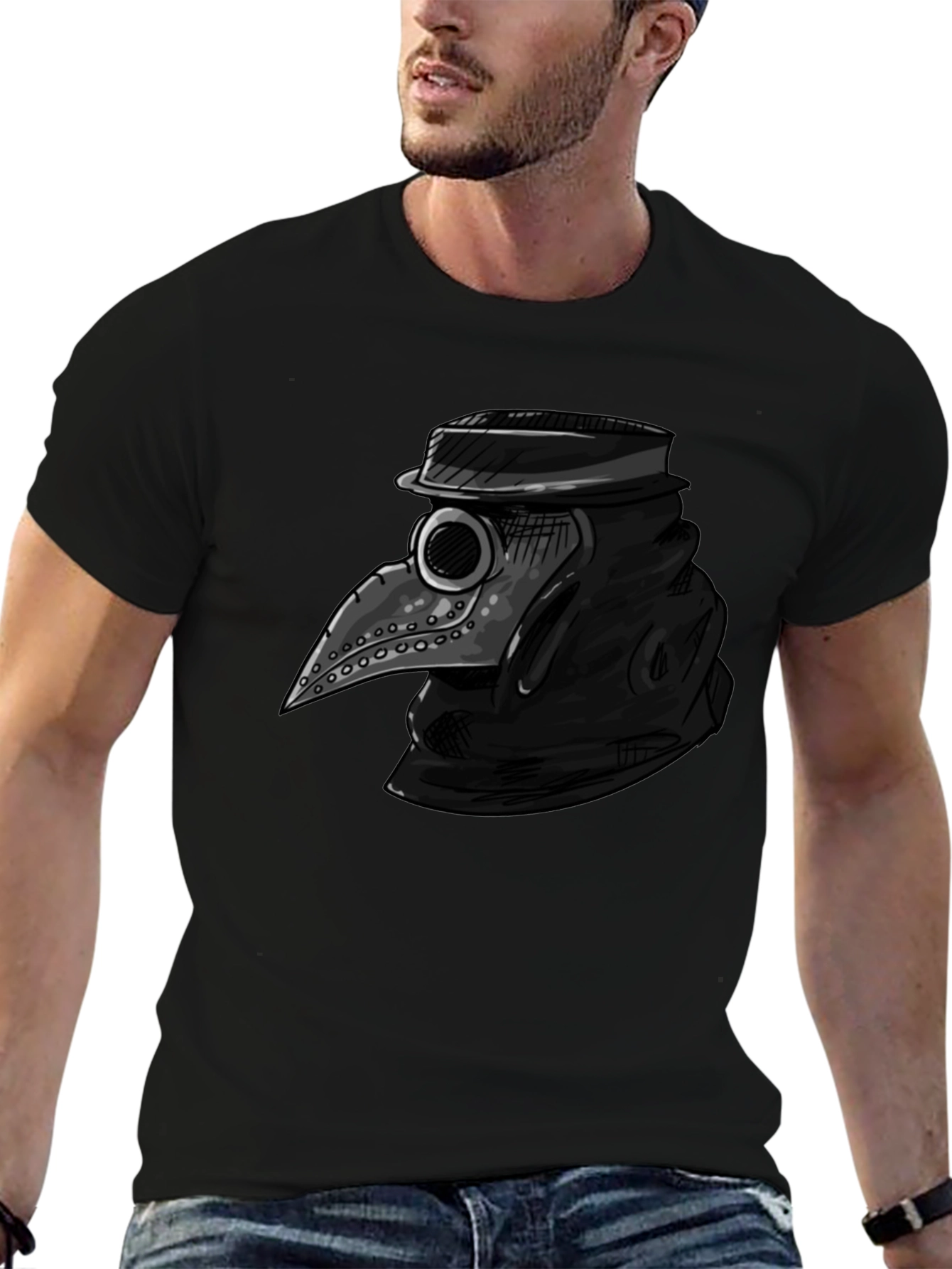 Plague Doctor Mask Graphic Tee - Dark Humor Novelty T-Shirt