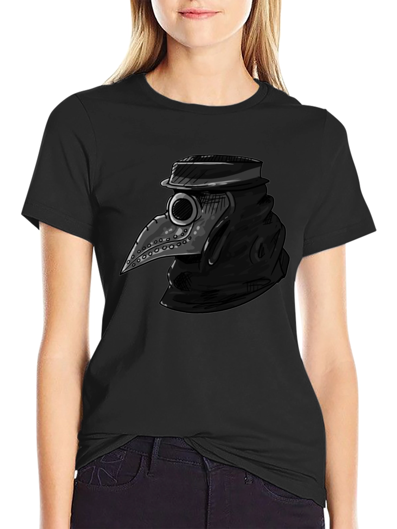 Plague Doctor Mask Graphic Tee - Dark Humor Novelty T-Shirt