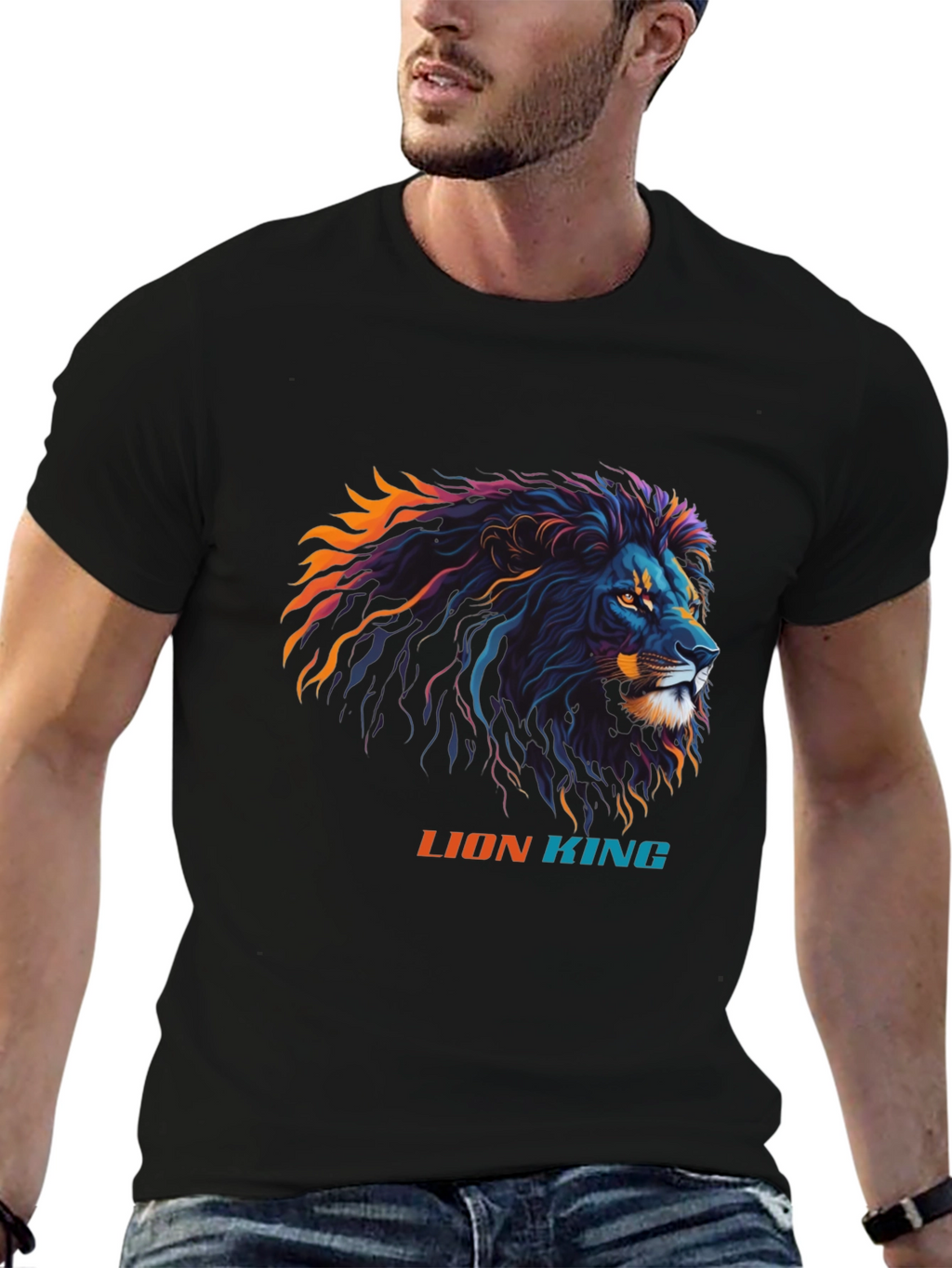 Lion King Graphic Print T-Shirt - Black