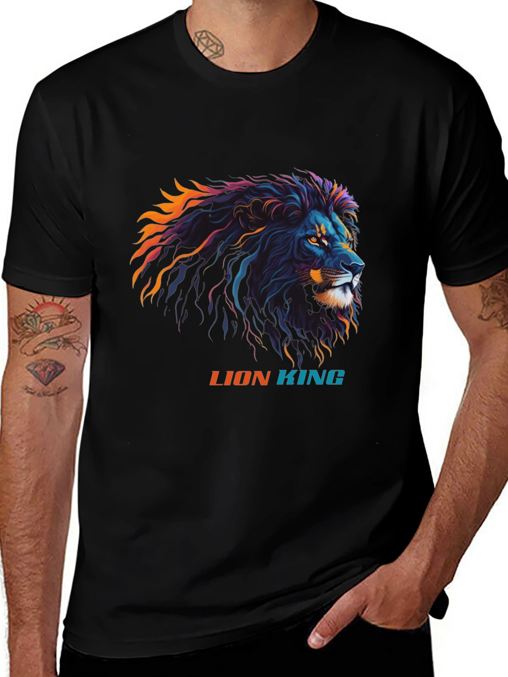 Lion King Graphic Print T-Shirt - Black