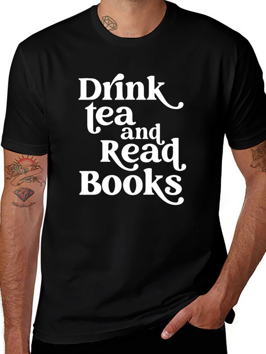 Drink Tea and Read Books Black T-Shirt