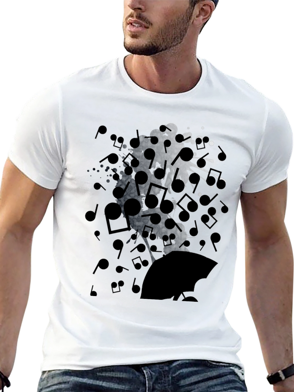 Music Notes Graphic T-Shirt - Soft Cotton Blend