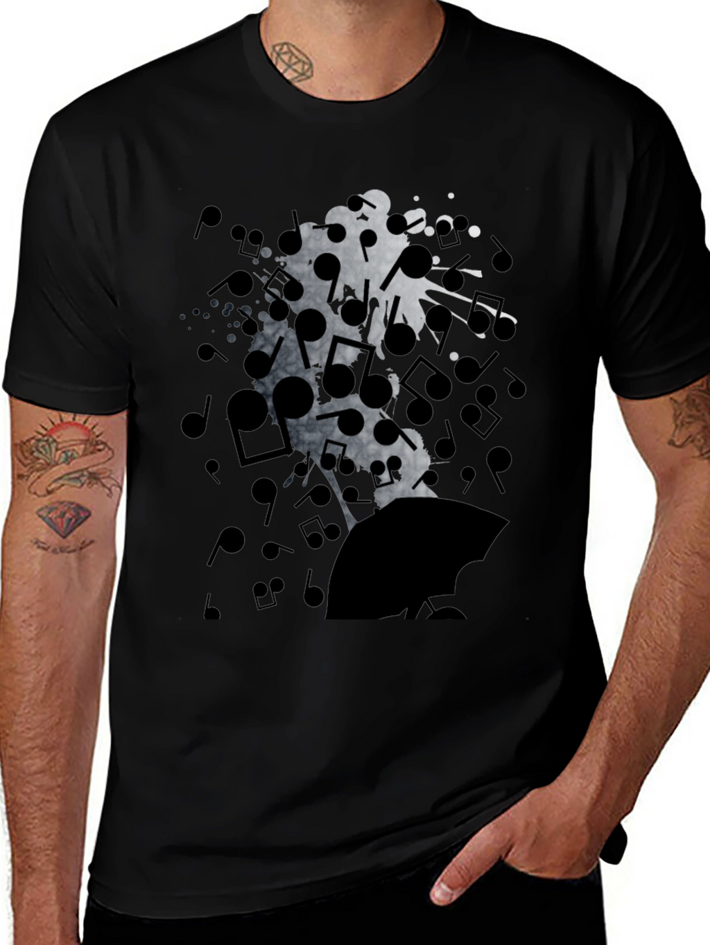 Music Notes Graphic T-Shirt - Soft Cotton Blend