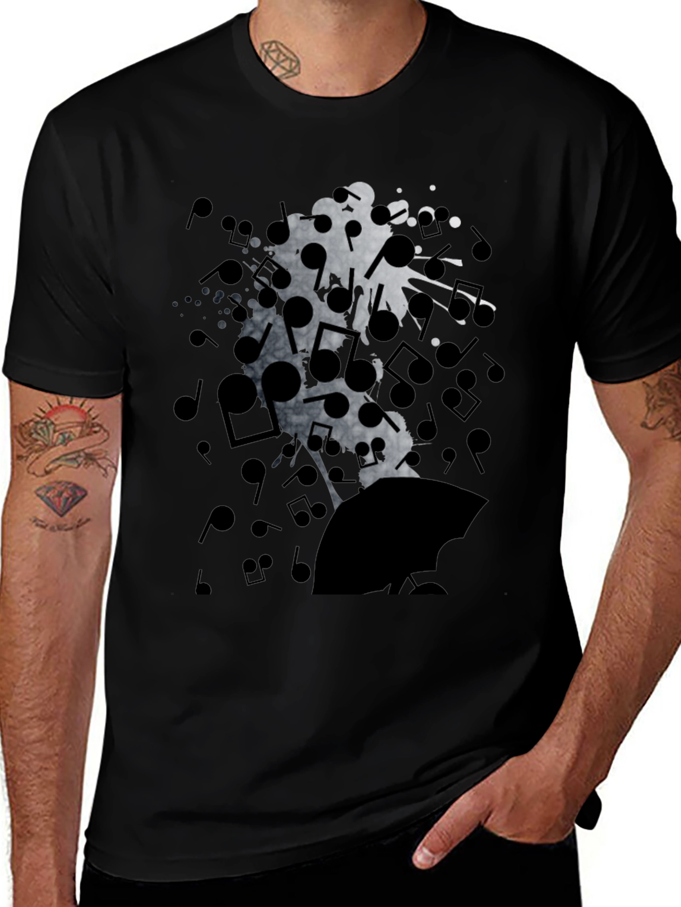 Music Notes Graphic T-Shirt - Soft Cotton Blend