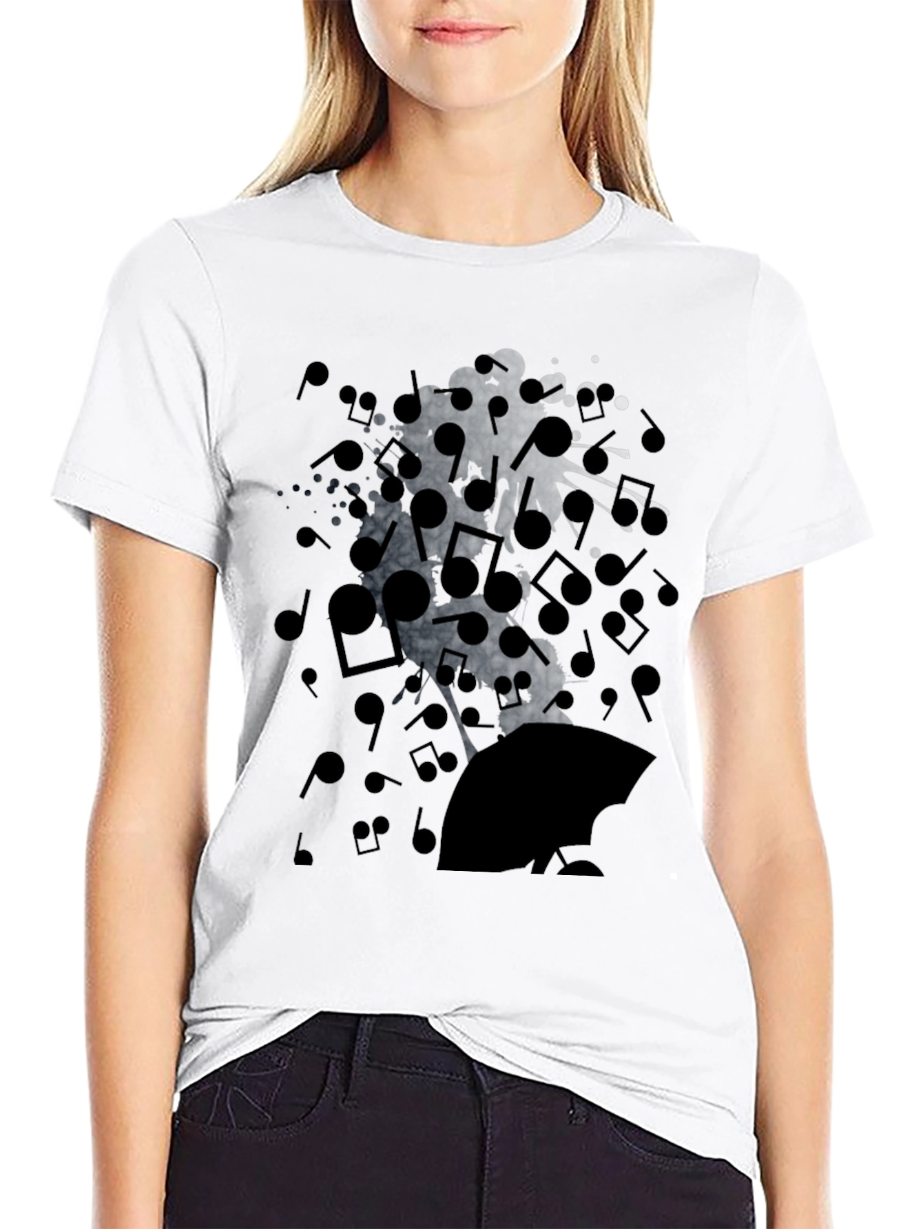 Music Notes Graphic T-Shirt - Soft Cotton Blend