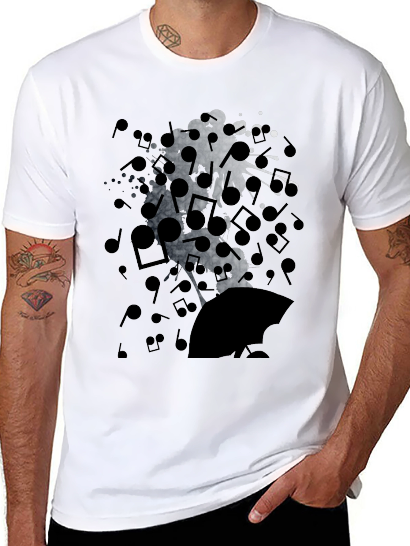 Music Notes Graphic T-Shirt - Soft Cotton Blend