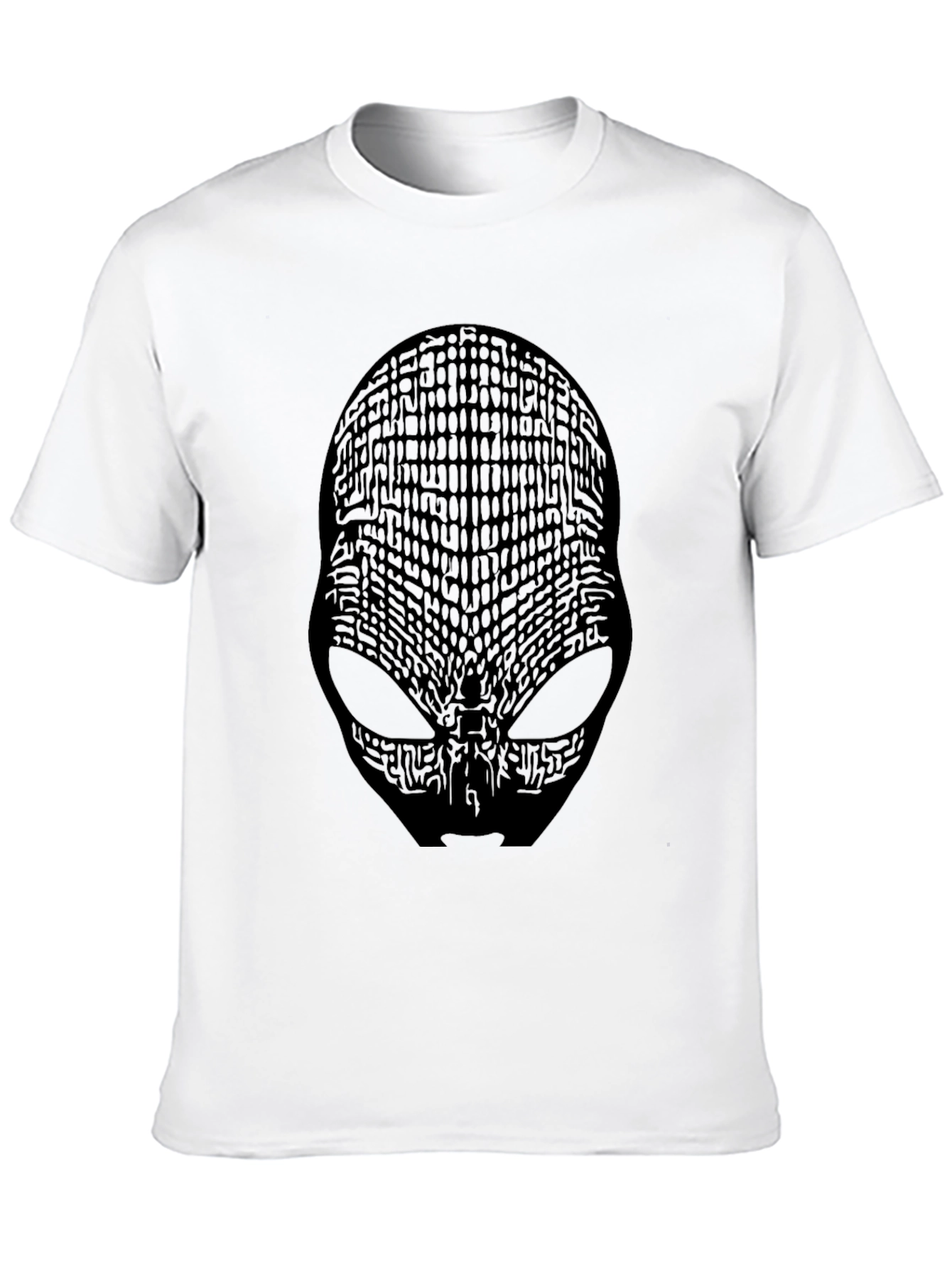Abstract Alien Face Graphic Black T-Shirt