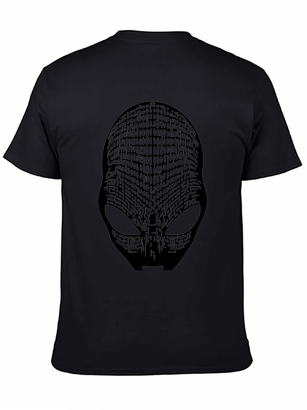 Abstract Alien Face Graphic Black T-Shirt