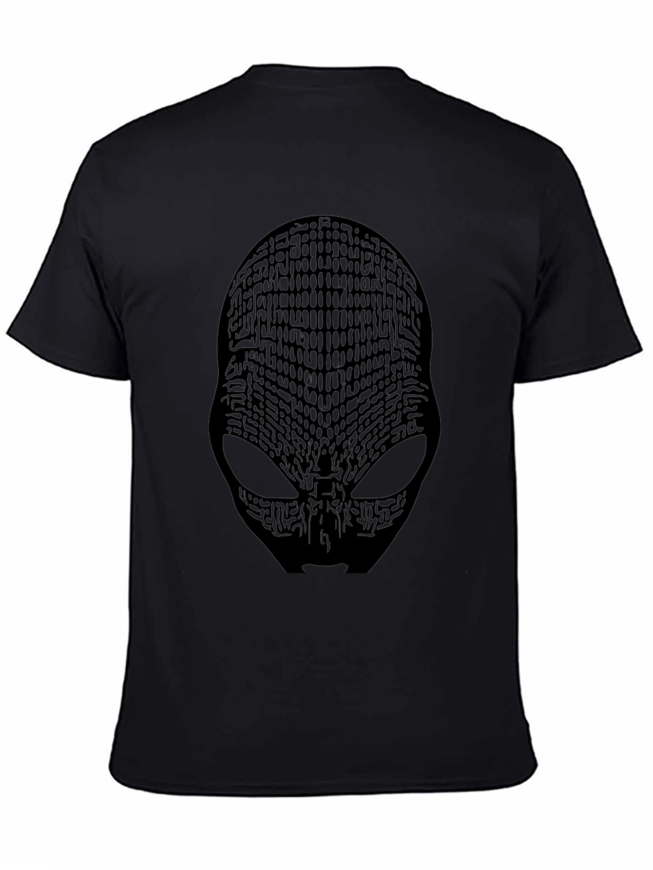 Abstract Alien Face Graphic Black T-Shirt