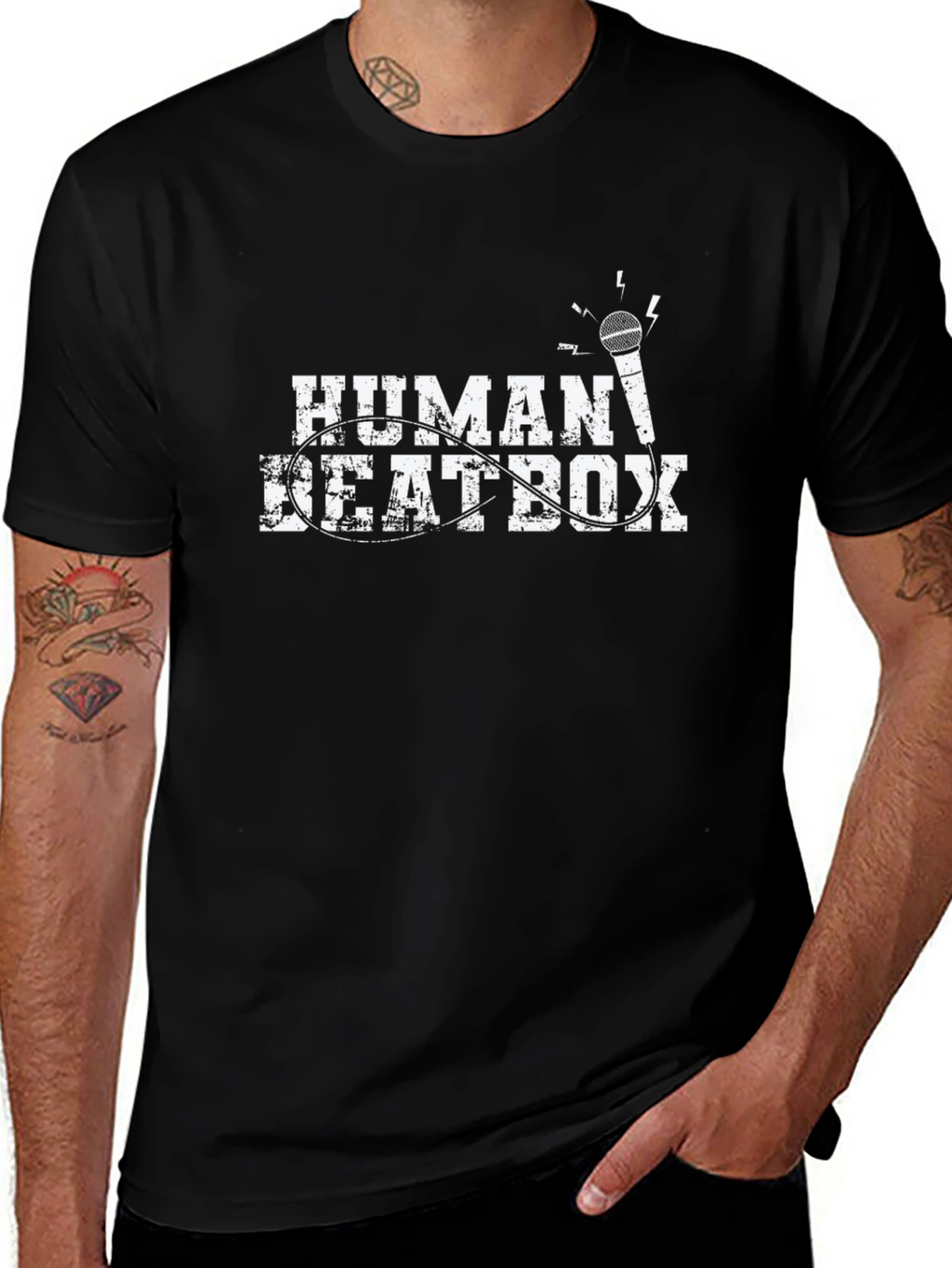 Human Beatbox Black Graphic Tee - Music Lover Shirt