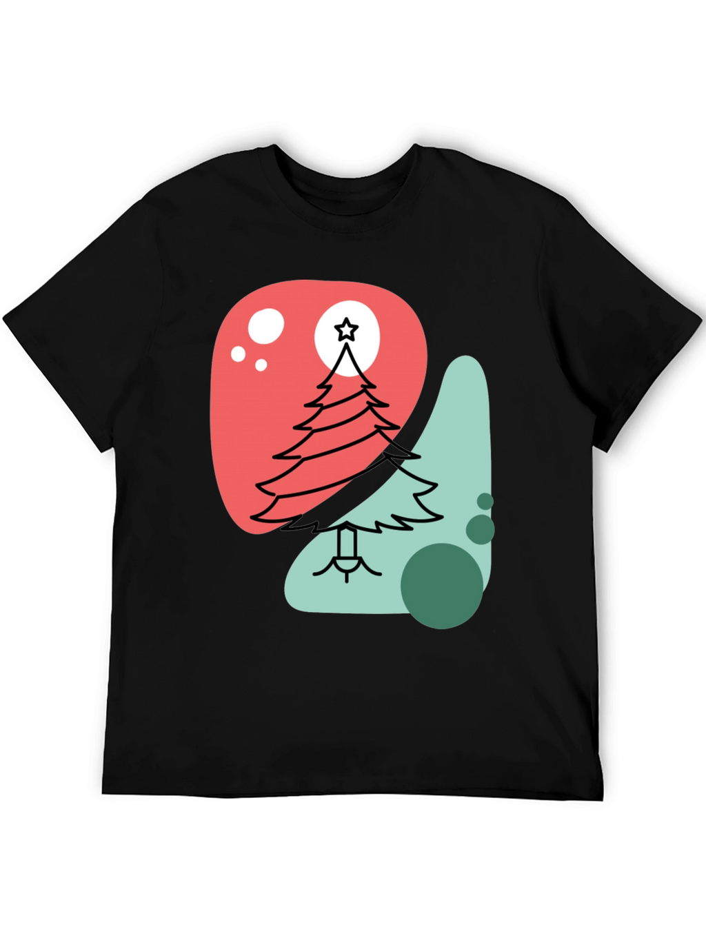 Modern Christmas Tree Graphic Tee - Black