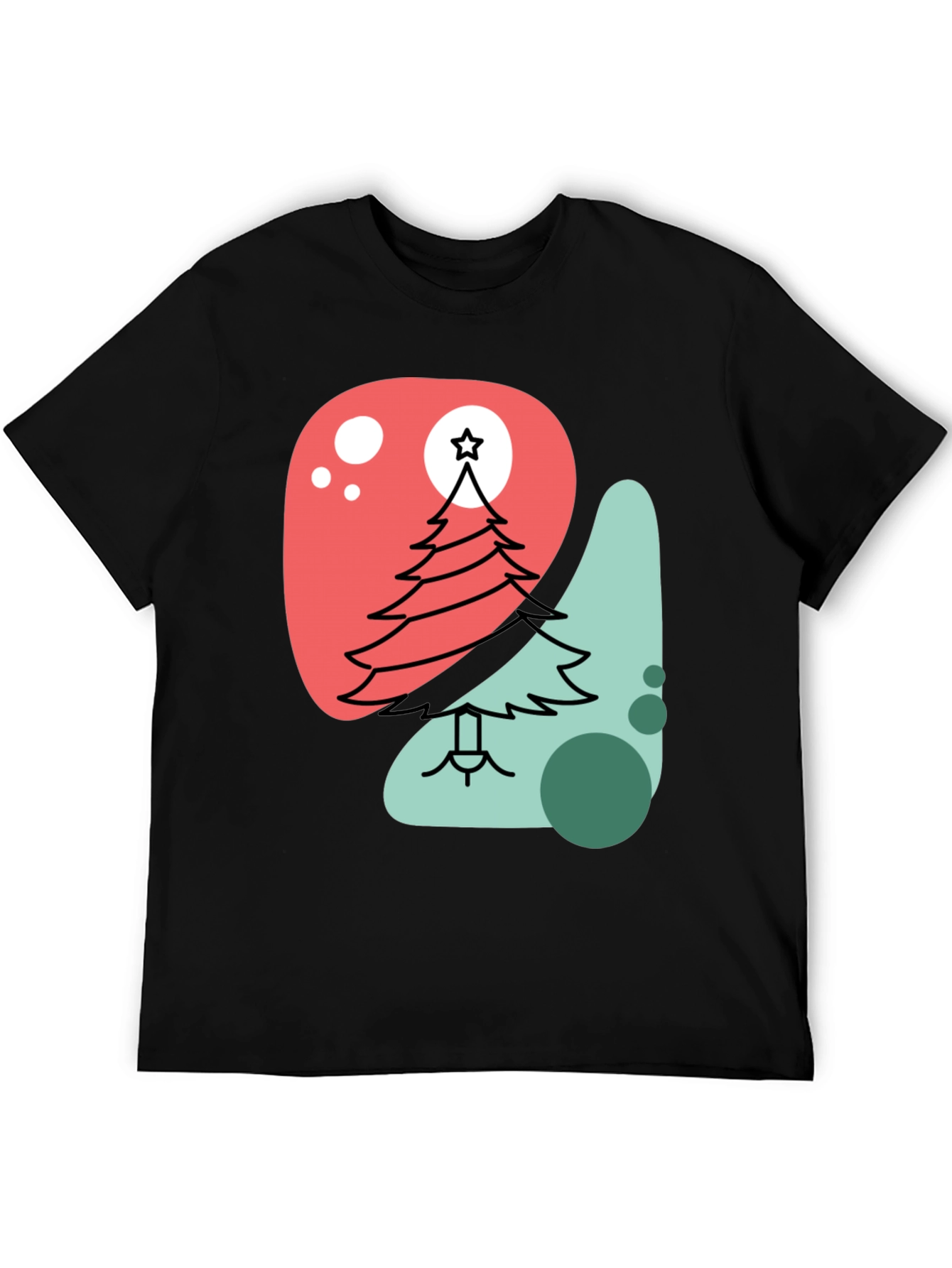 Modern Christmas Tree Graphic Tee - Black