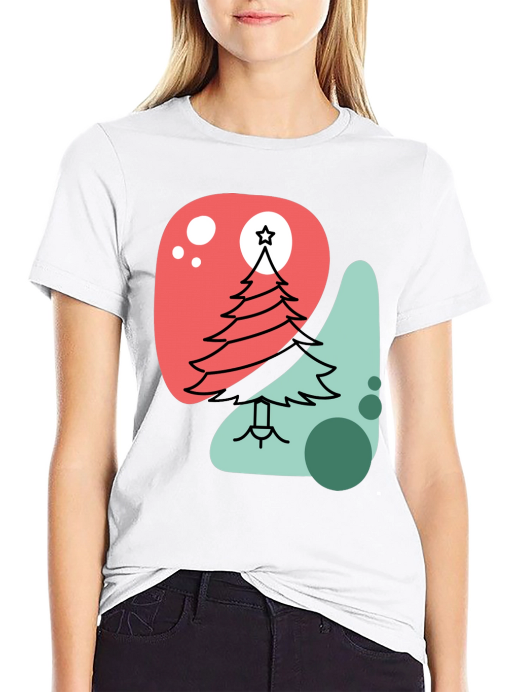 Modern Christmas Tree Graphic Tee - Black