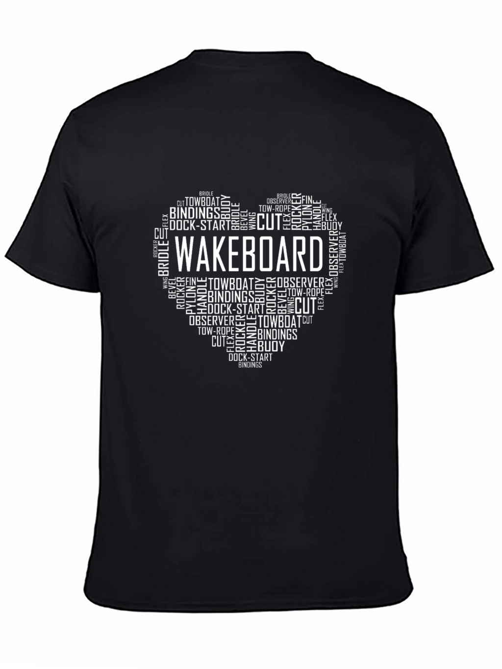 Wakeboard Heart Word Art Graphic T-Shirt
