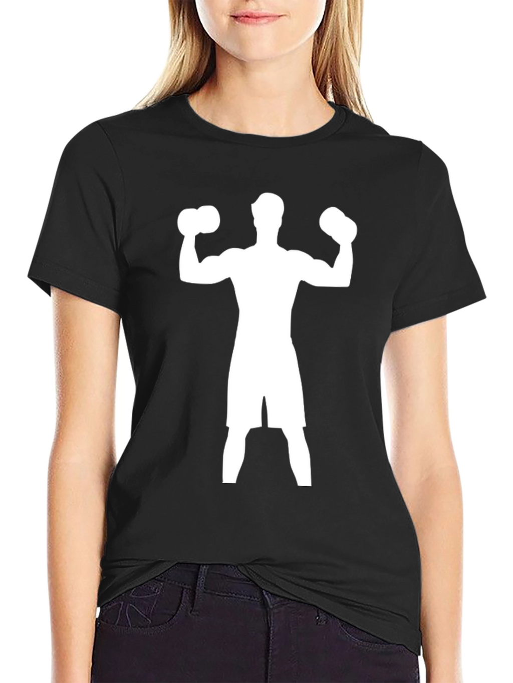 Weightlifting Silhouette Graphic Tee - Black