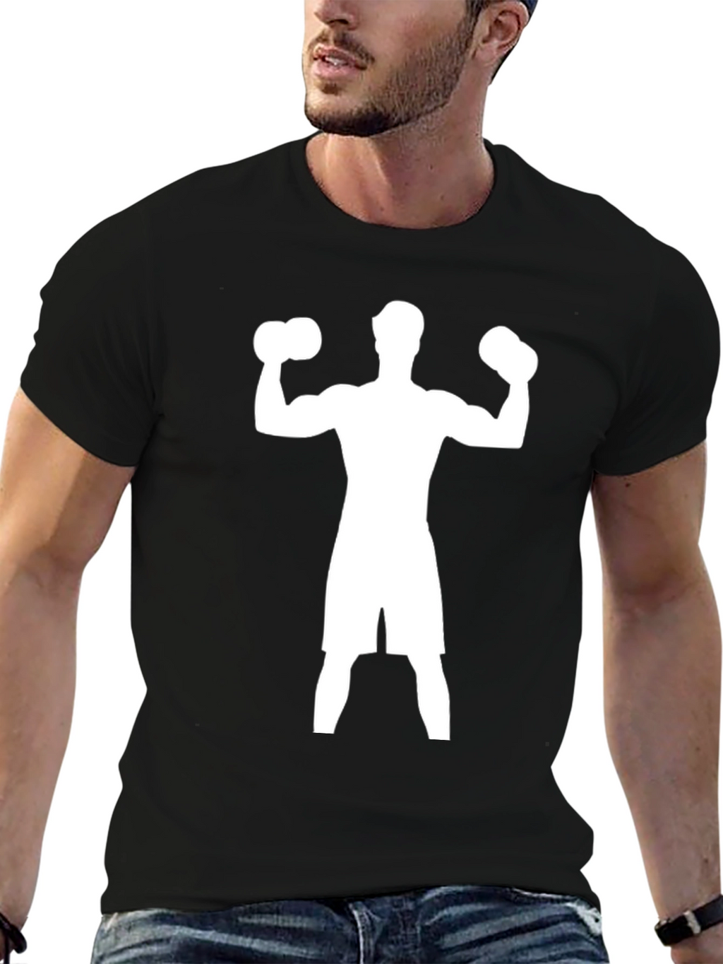 Weightlifting Silhouette Graphic Tee - Black