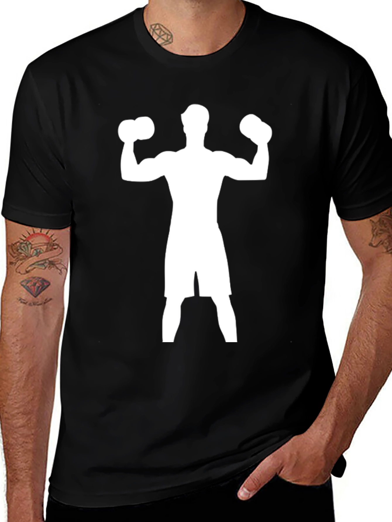 Weightlifting Silhouette Graphic Tee - Black