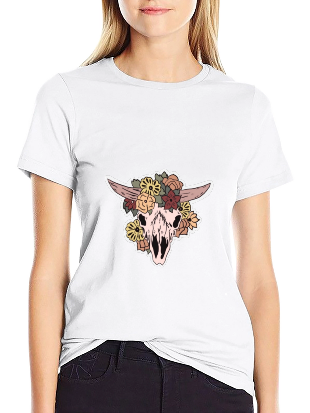 Floral Skull Graphic T-Shirt