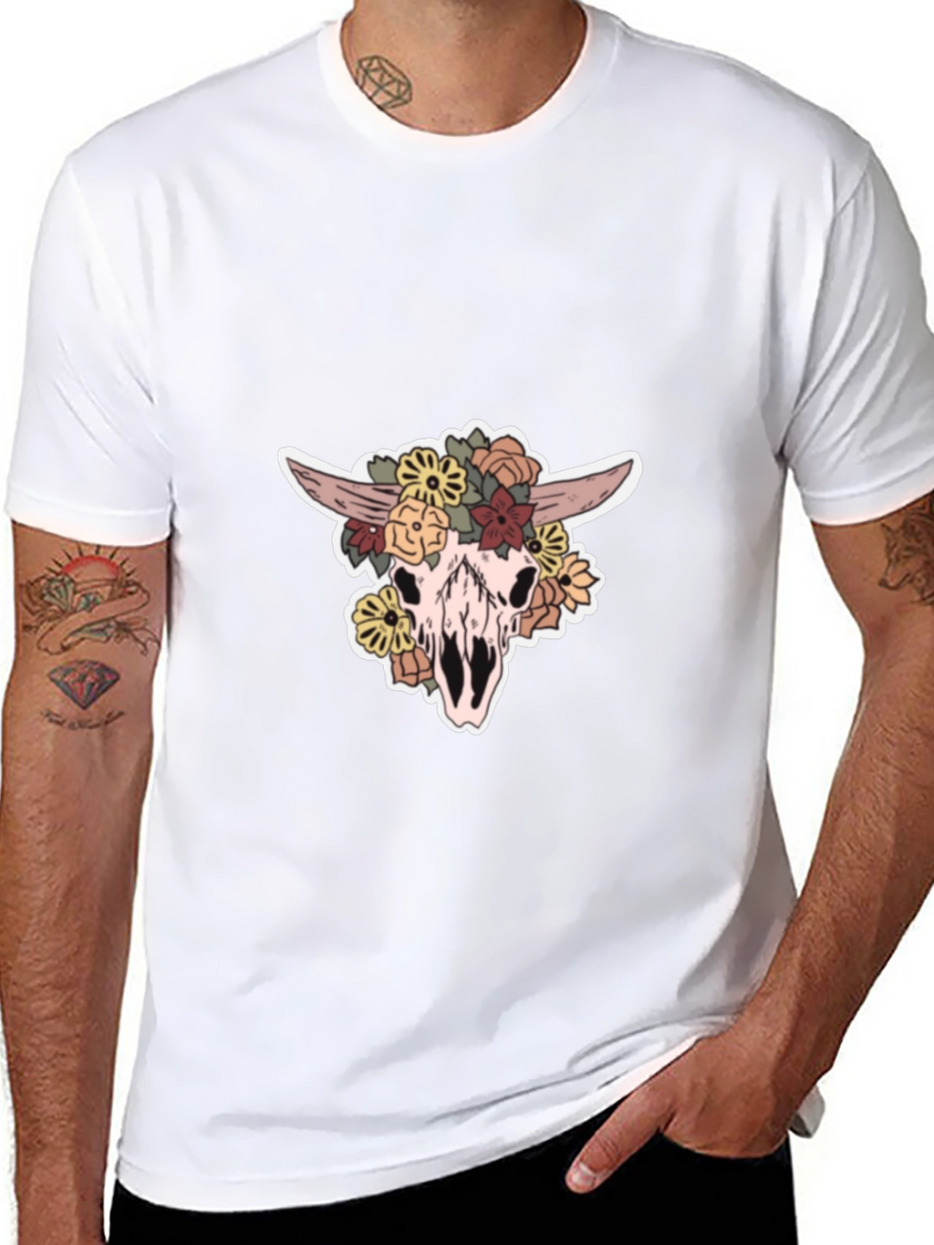 Floral Skull Graphic T-Shirt
