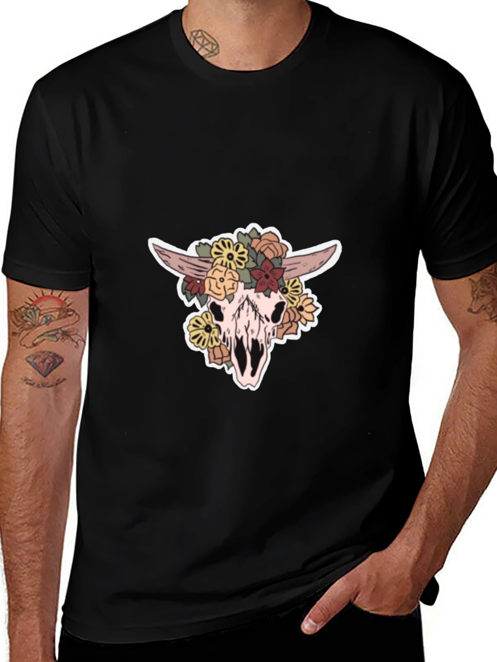 Floral Skull Graphic T-Shirt