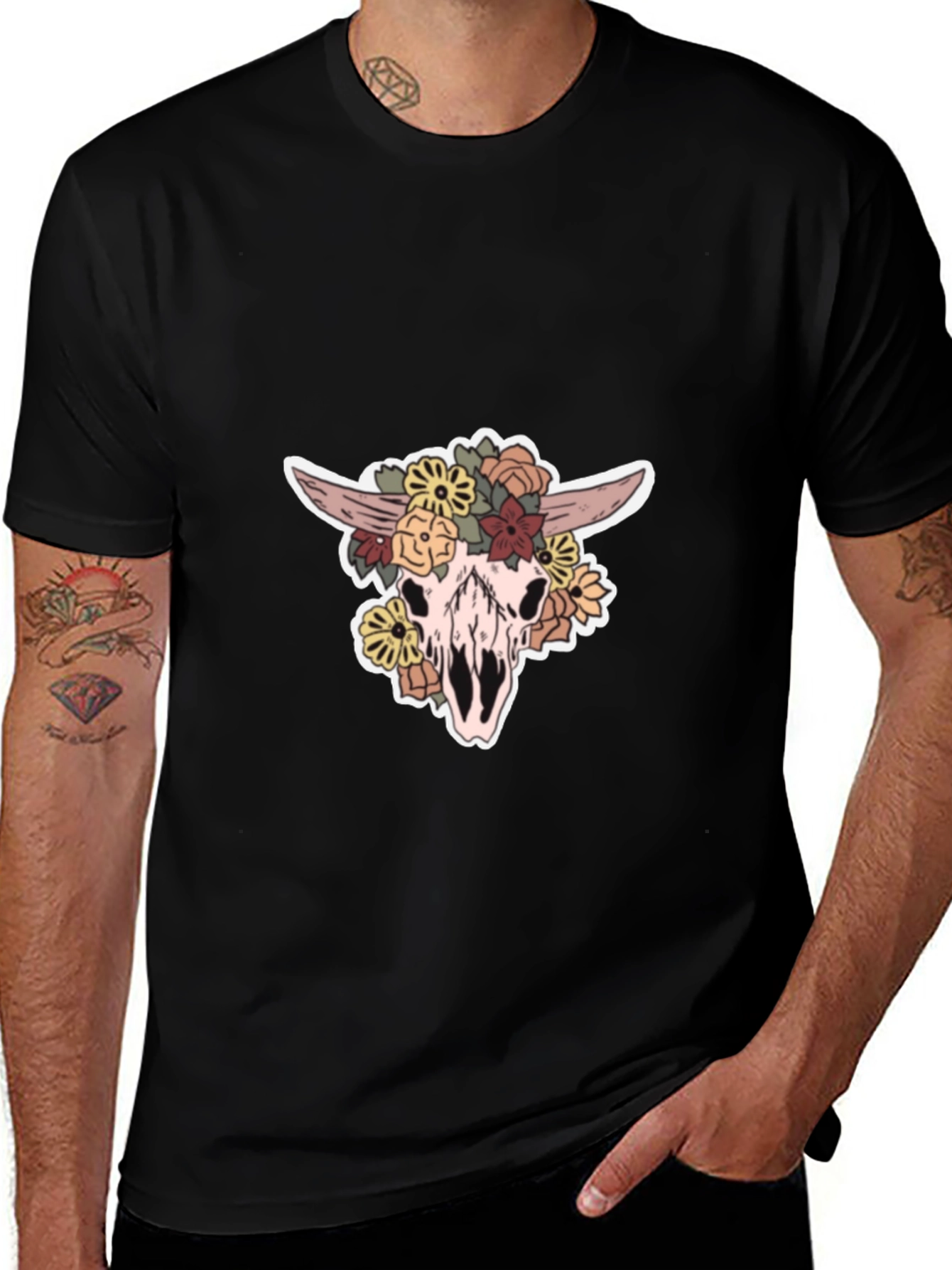 Floral Skull Graphic T-Shirt