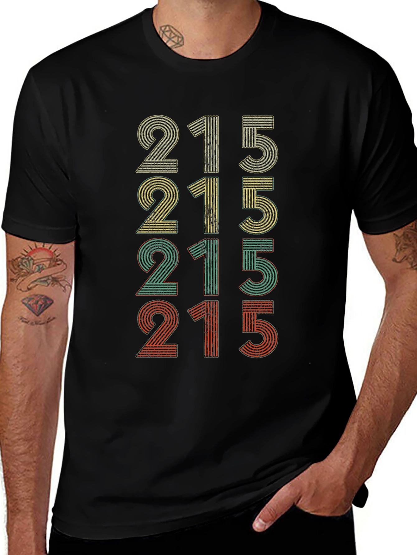Retro 215 Graphic Tee - Vintage Style Mens T-Shirt