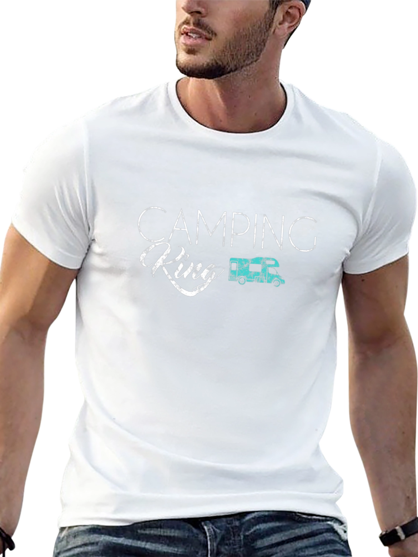 Camping King Graphic Tee - Black Cotton T-Shirt