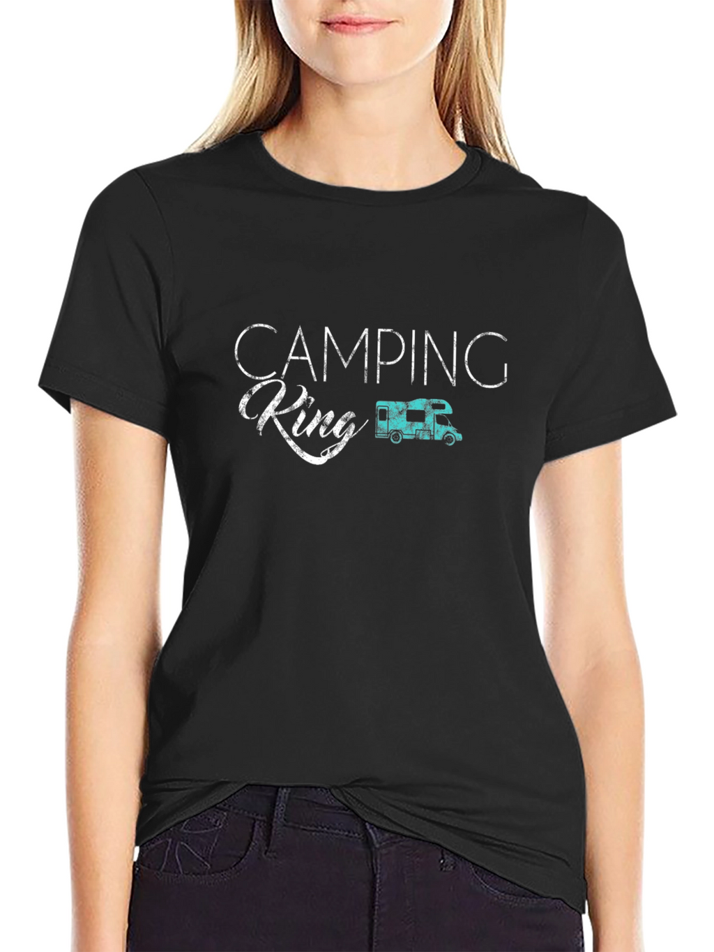 Camping King Graphic Tee - Black Cotton T-Shirt
