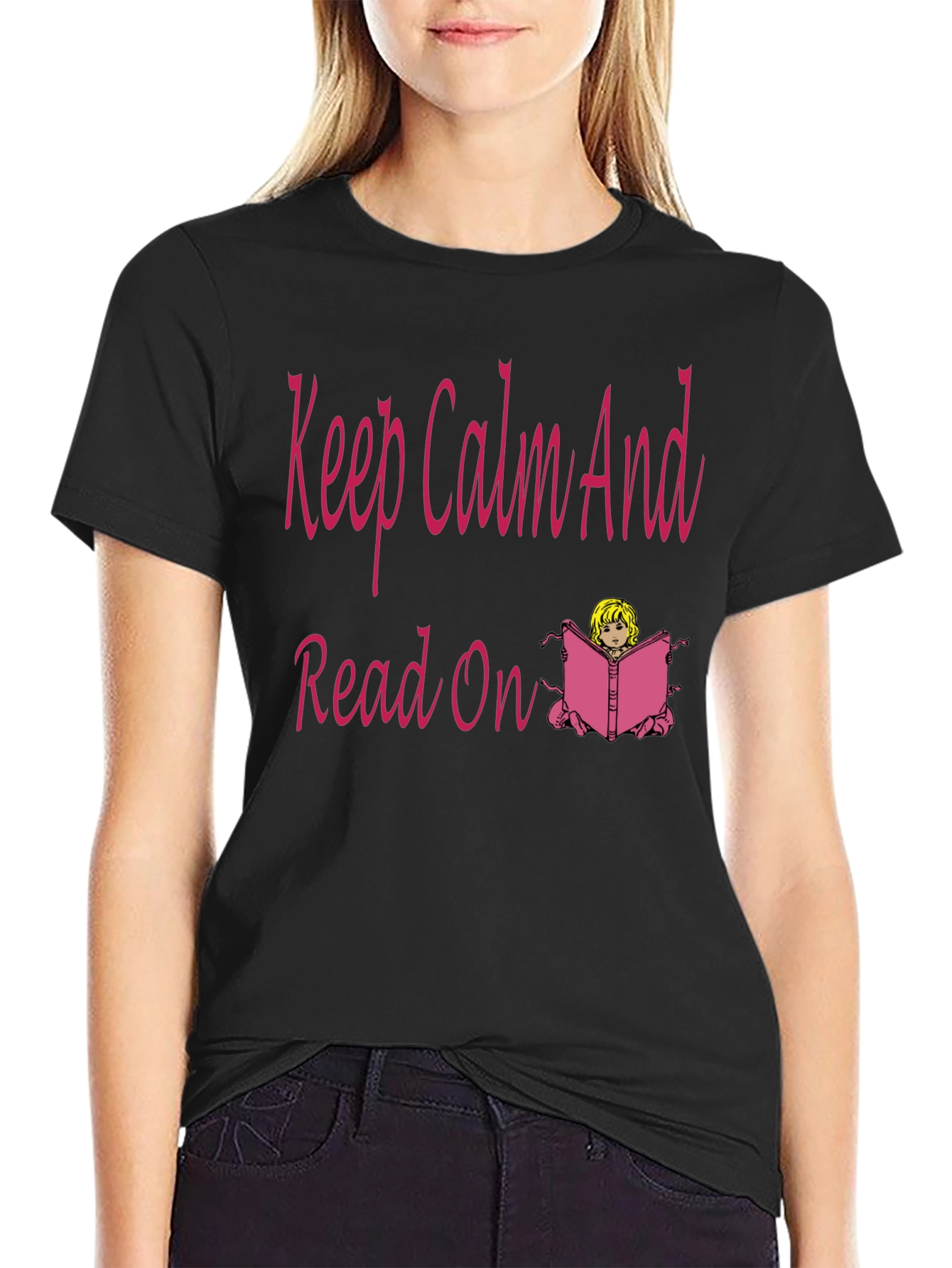 Keep Calm Read On T-Shirt - Black Cotton Casual Wear