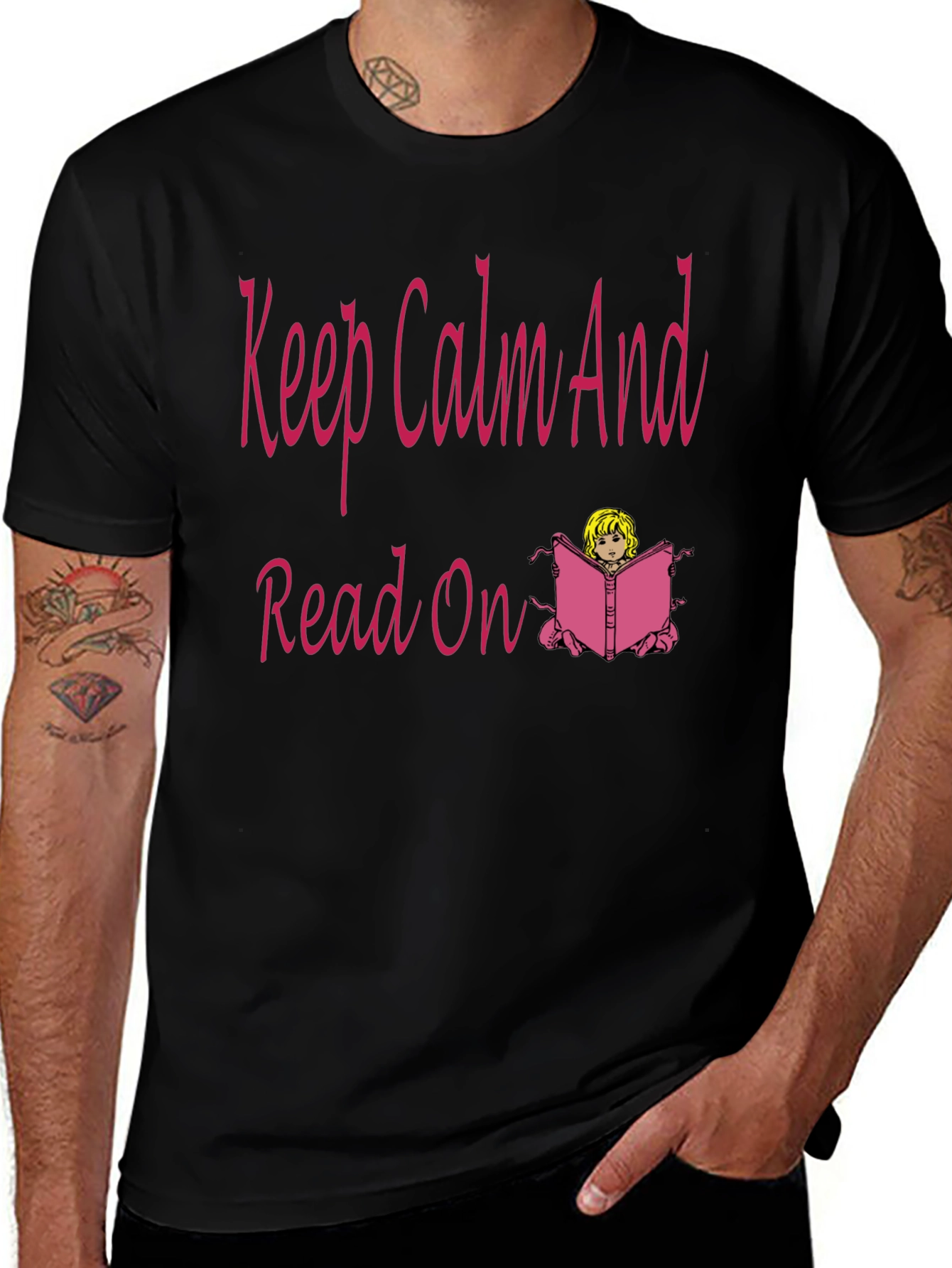 Keep Calm Read On T-Shirt - Black Cotton Casual Wear