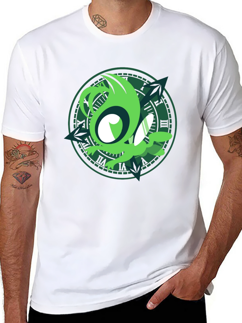 Green Creature Clock T-Shirt