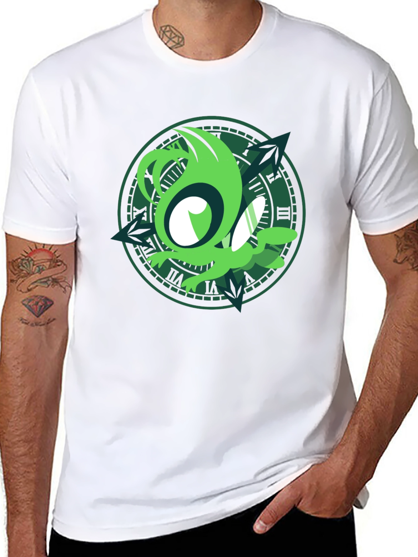 Green Creature Clock T-Shirt