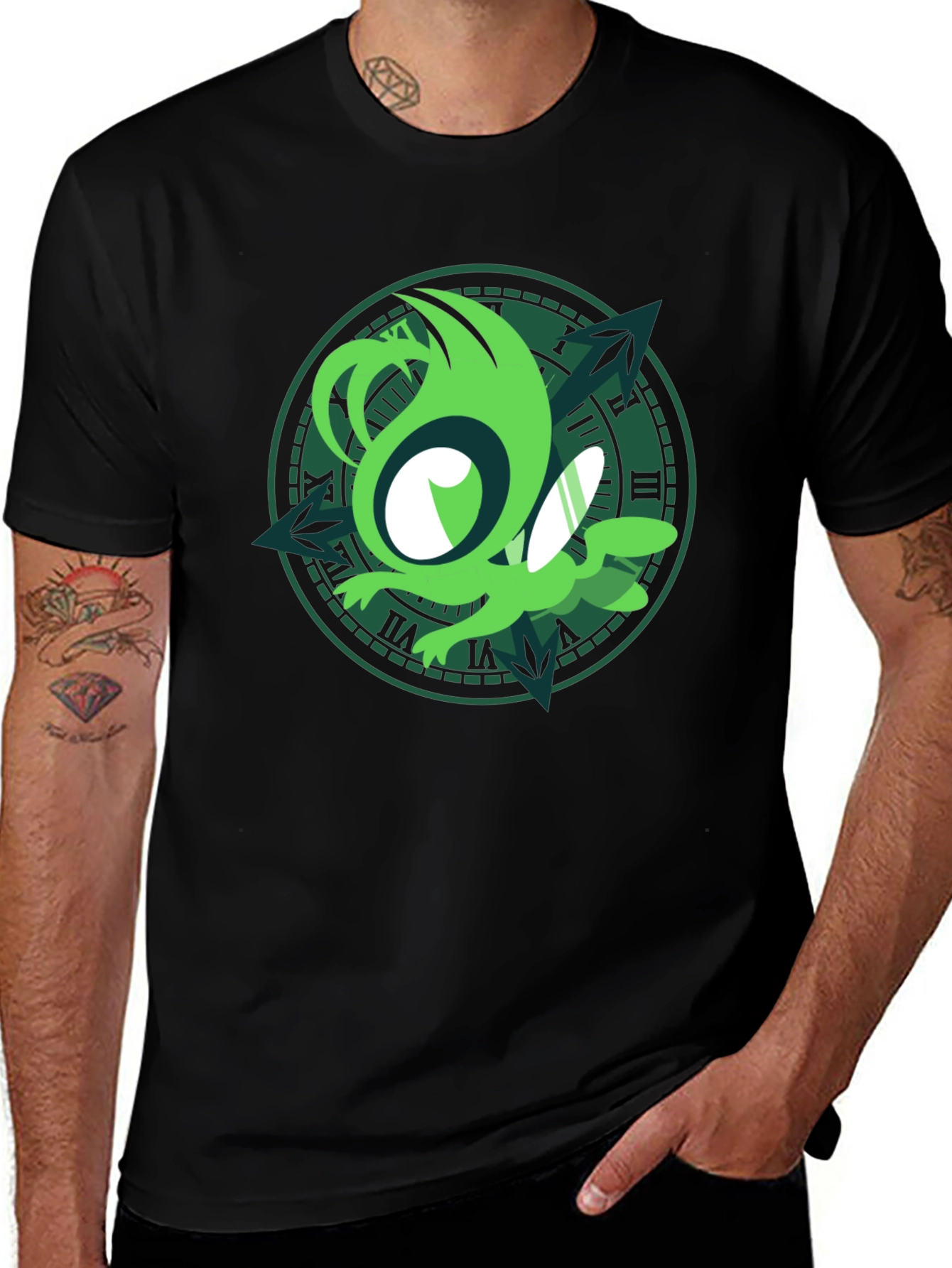 Green Creature Clock T-Shirt
