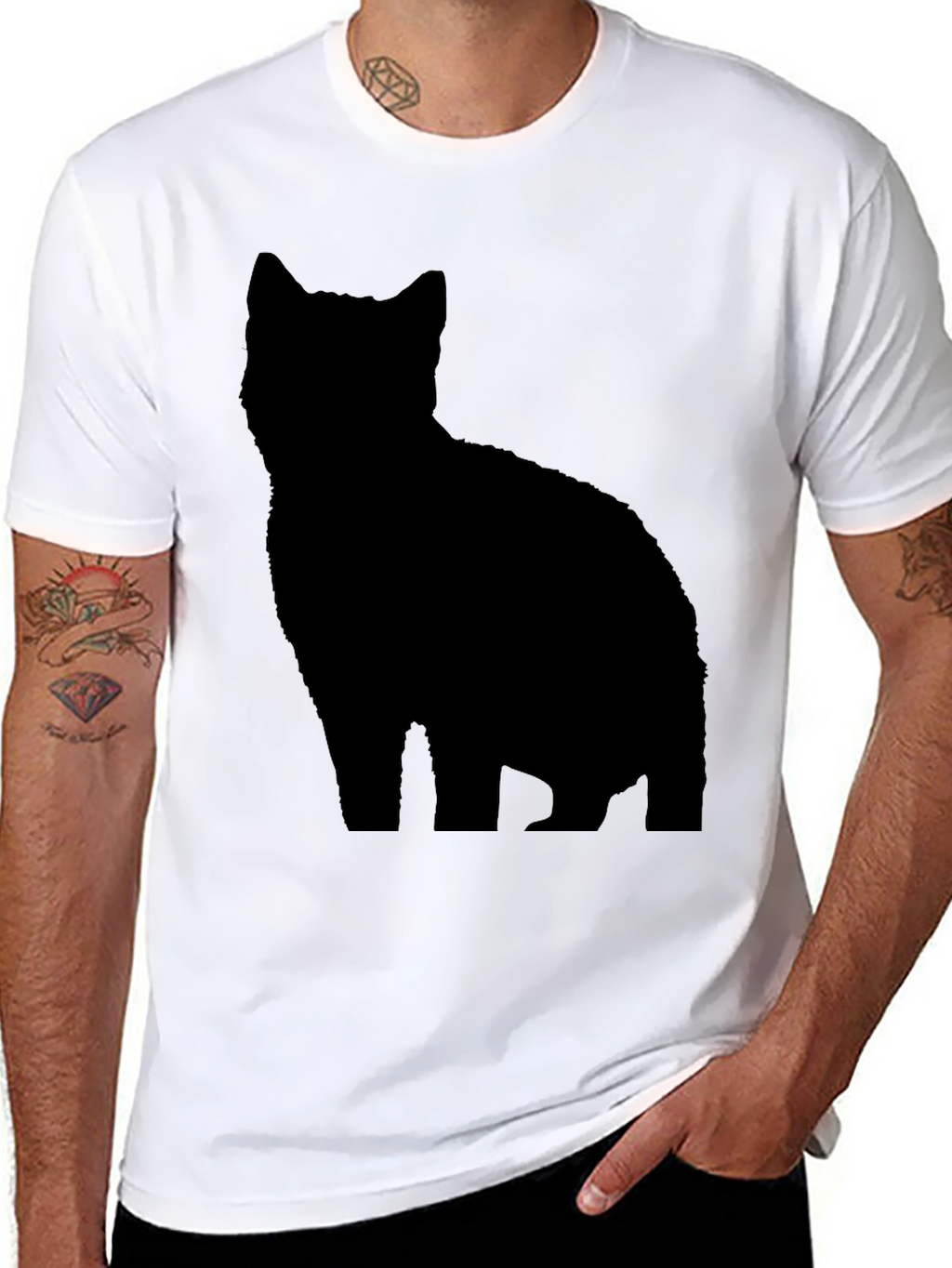 Black Cat Silhouette T-Shirt - Stylish & Unique Tee