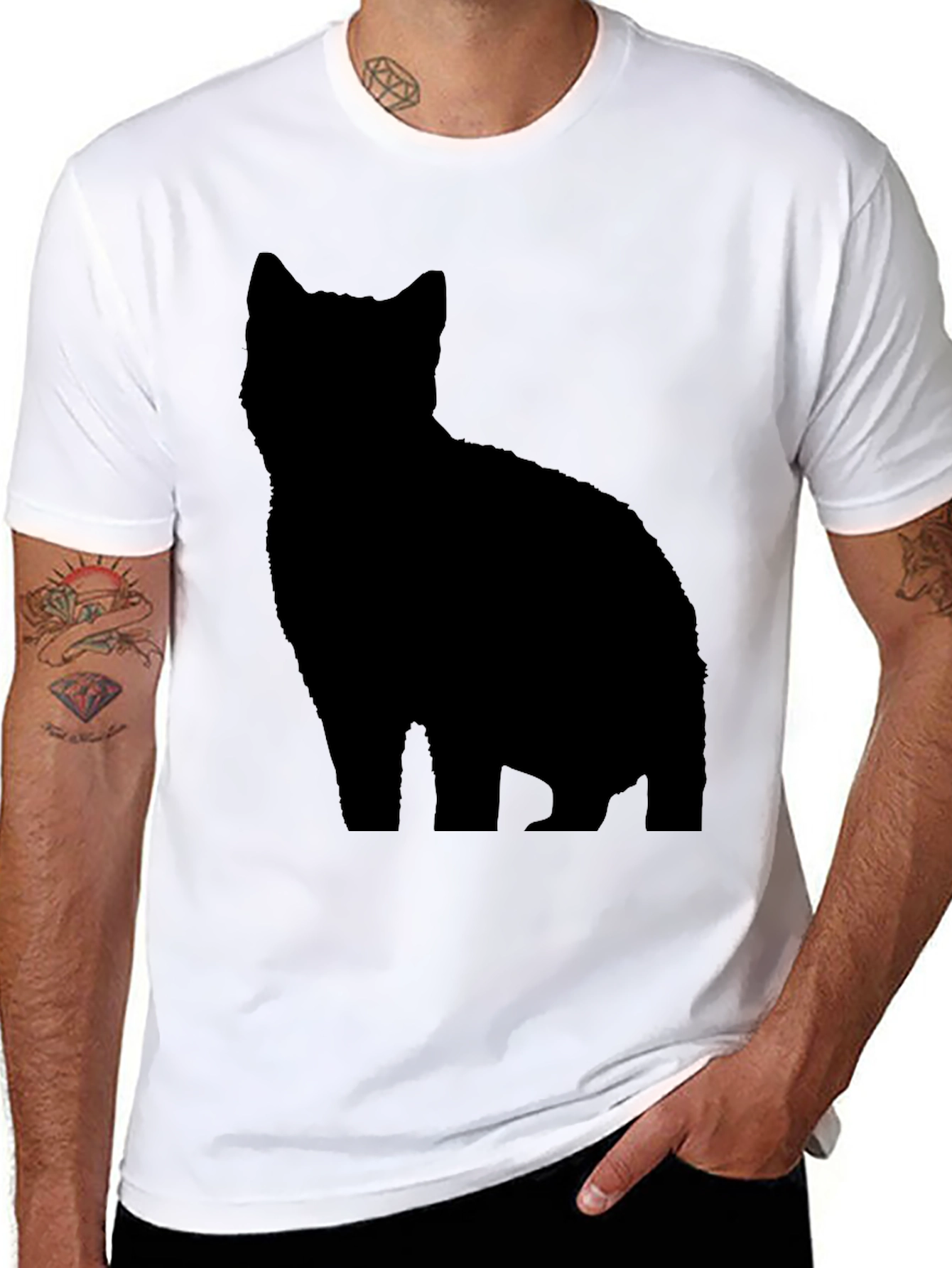Black Cat Silhouette T-Shirt - Stylish & Unique Tee