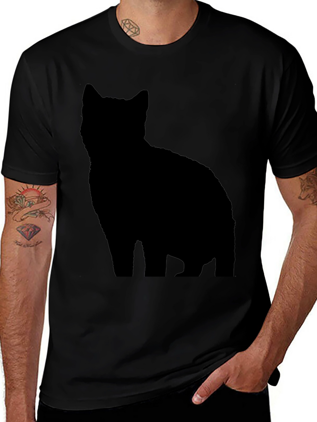 Black Cat Silhouette T-Shirt - Stylish & Unique Tee