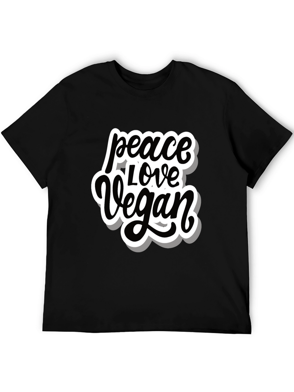 Peace Love Vegan T-Shirt - Black Graphic Tee