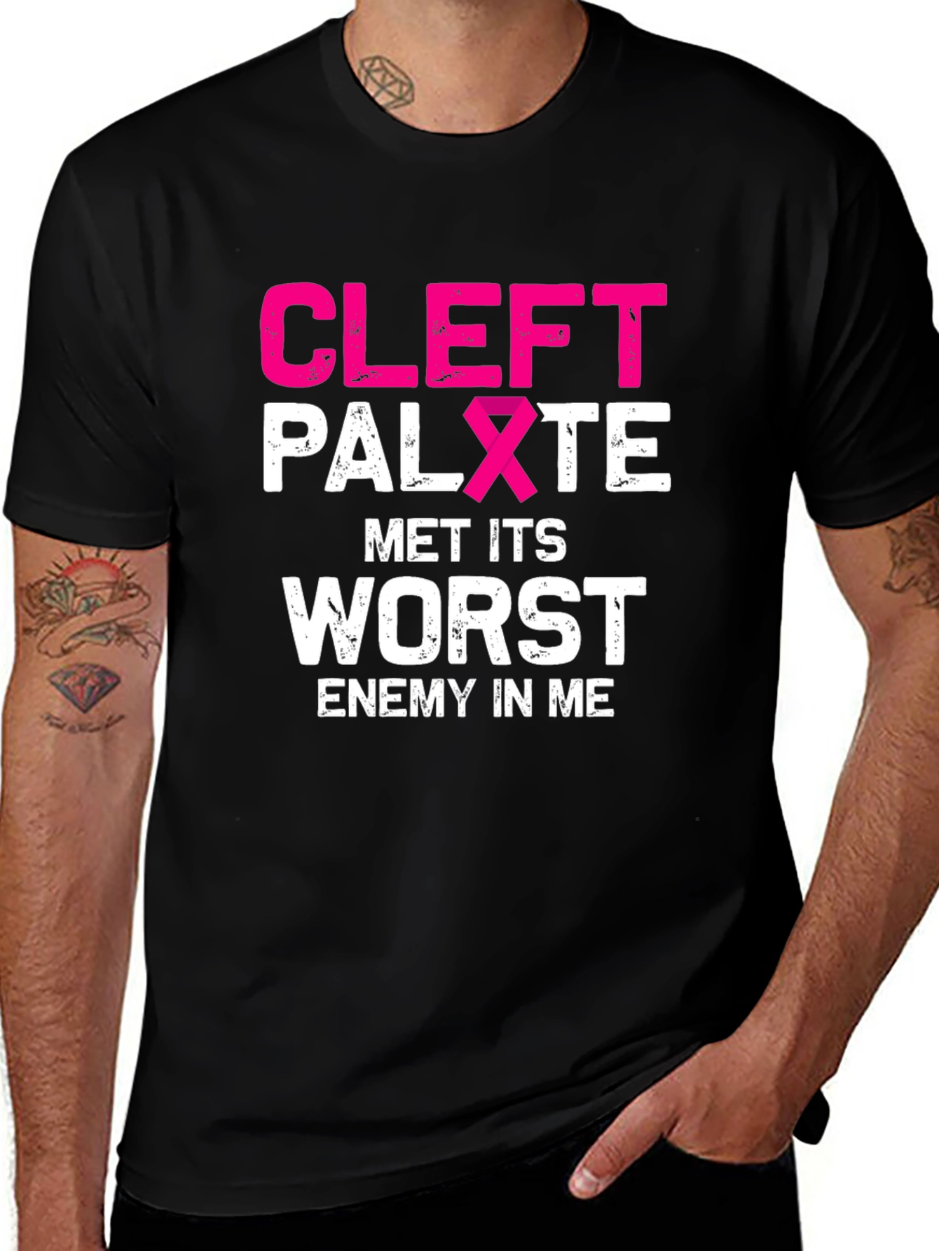 Cleft Palate Awareness T-Shirt - Met Its Worst Enemy In Me