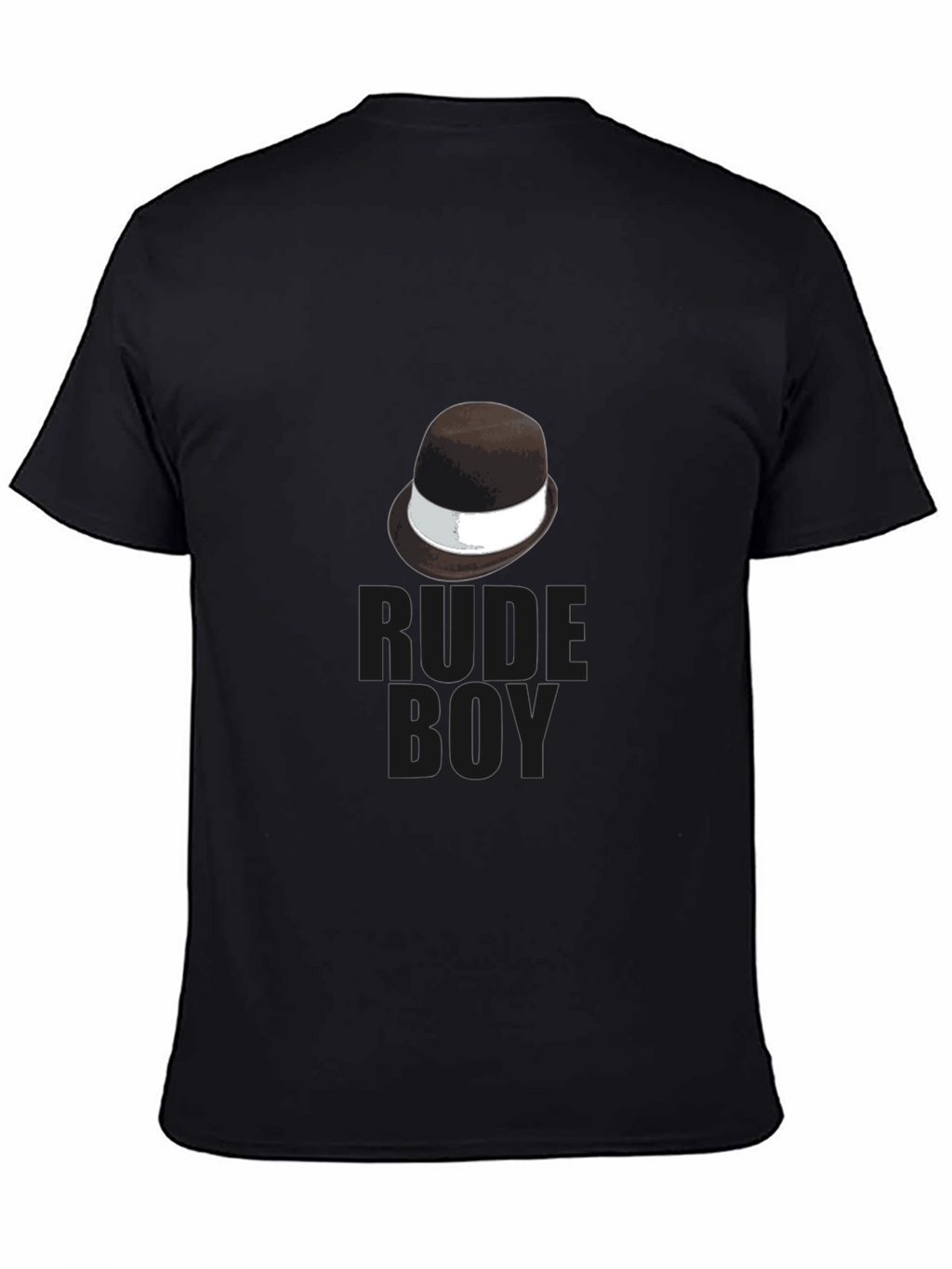 Rude Boy Black T-Shirt with Hat Graphic