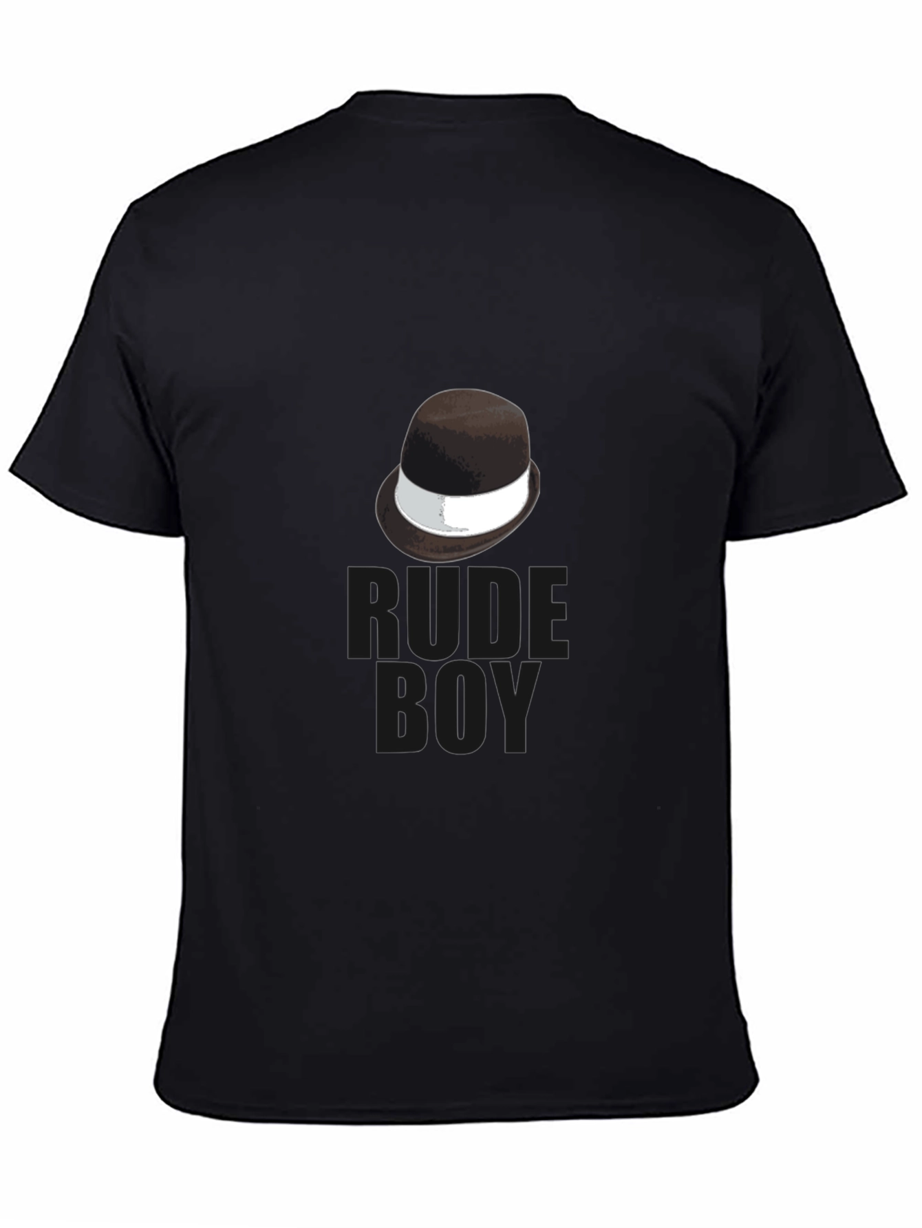 Rude Boy Black T-Shirt with Hat Graphic