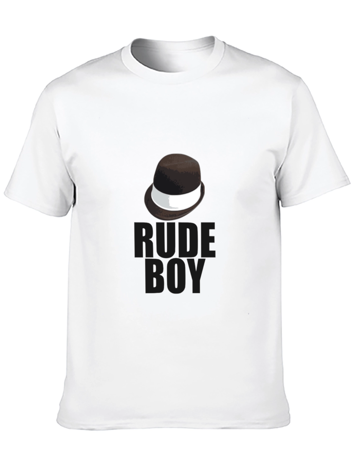 Rude Boy Black T-Shirt with Hat Graphic