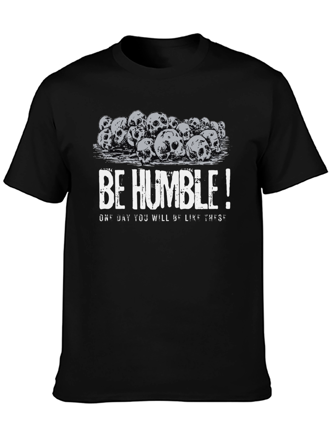 Be Humble Skull Pile Graphic Tee - Black Cotton T-Shirt