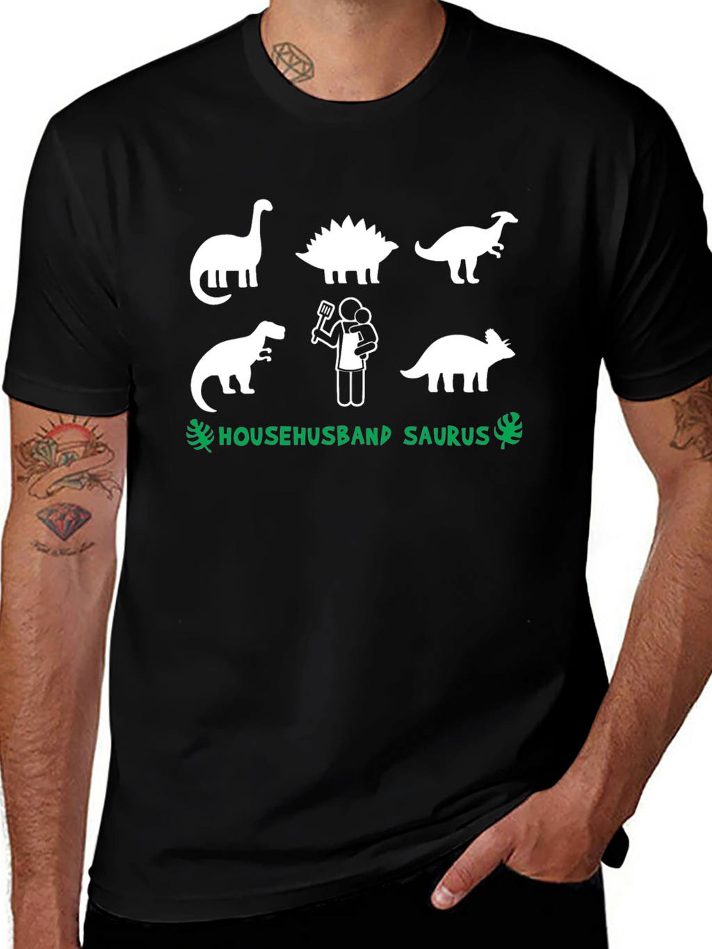 Househusband Saurus T-Shirt - Dad Dinosaur Graphic Tee