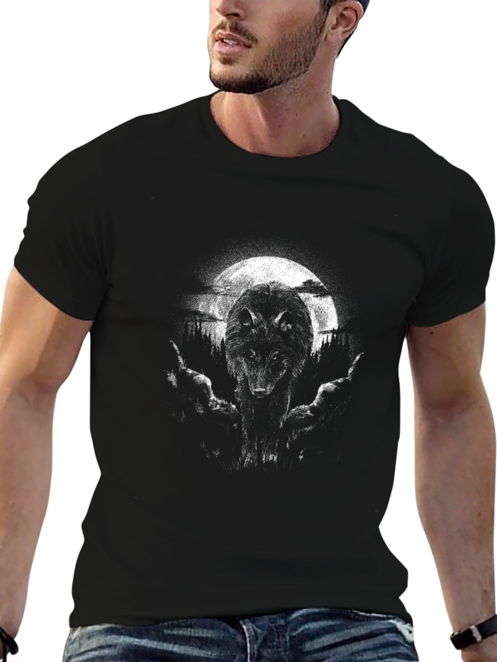 Wolf Moon Graphic Tee - Dark & Edgy Style