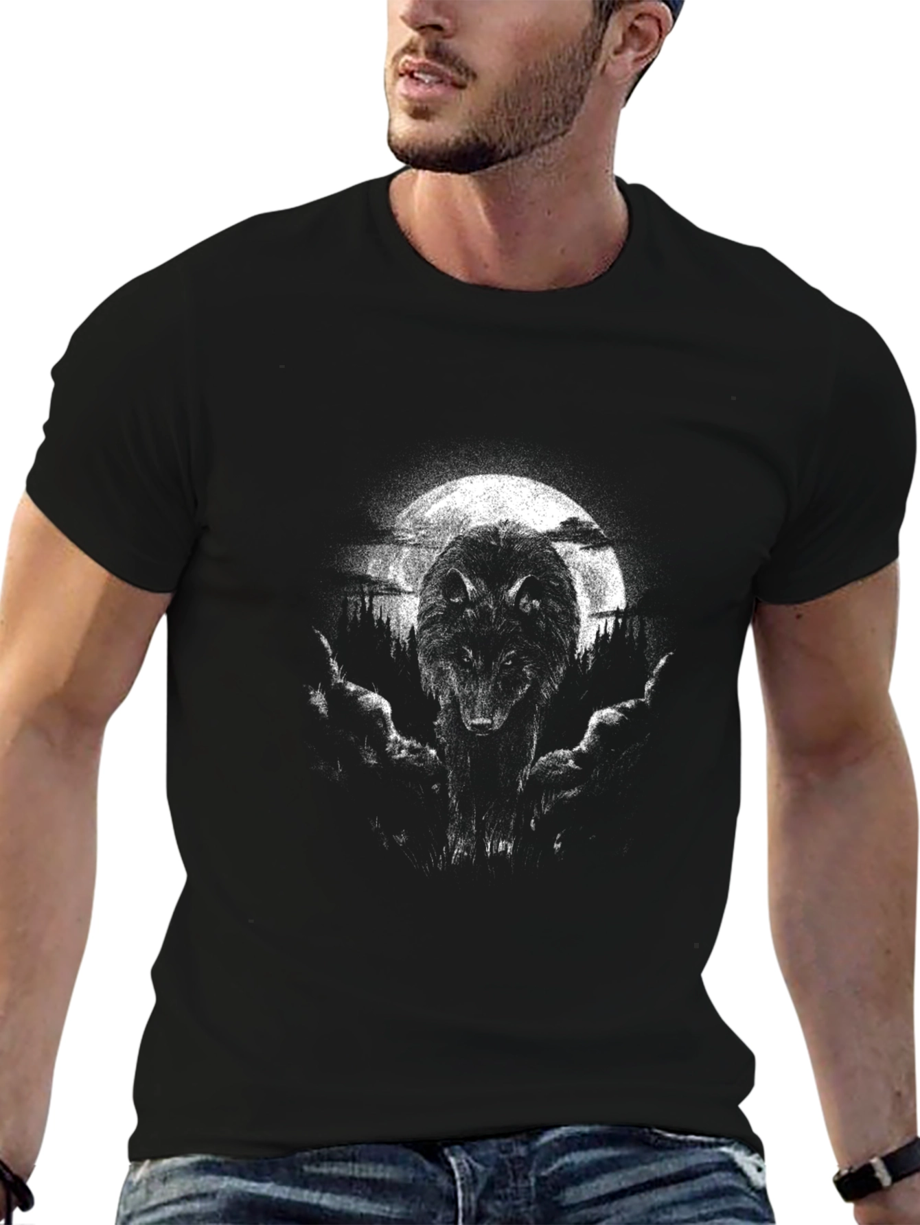 Wolf Moon Graphic Tee - Dark & Edgy Style