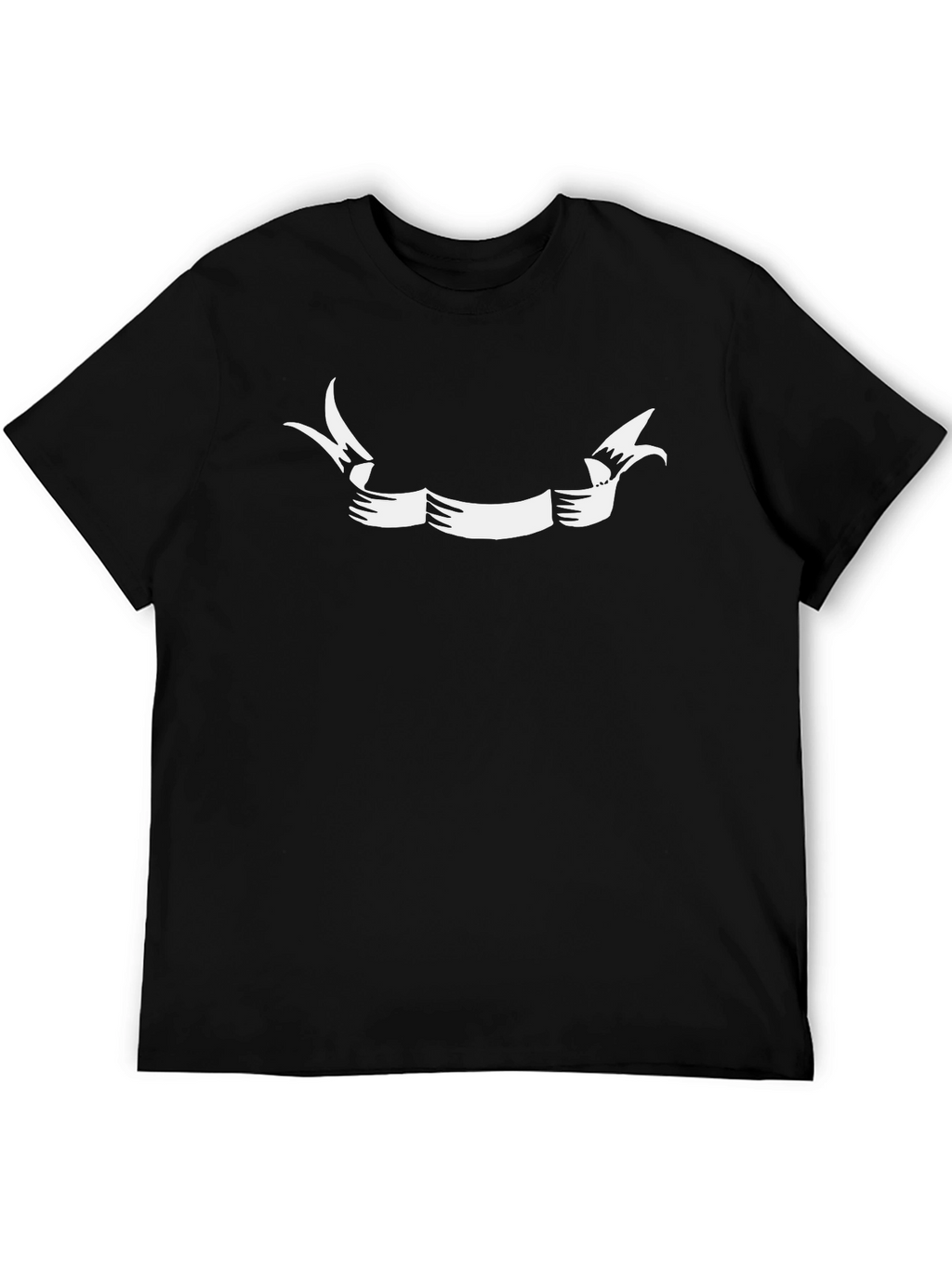Black T-Shirt with White Ribbon Graphic