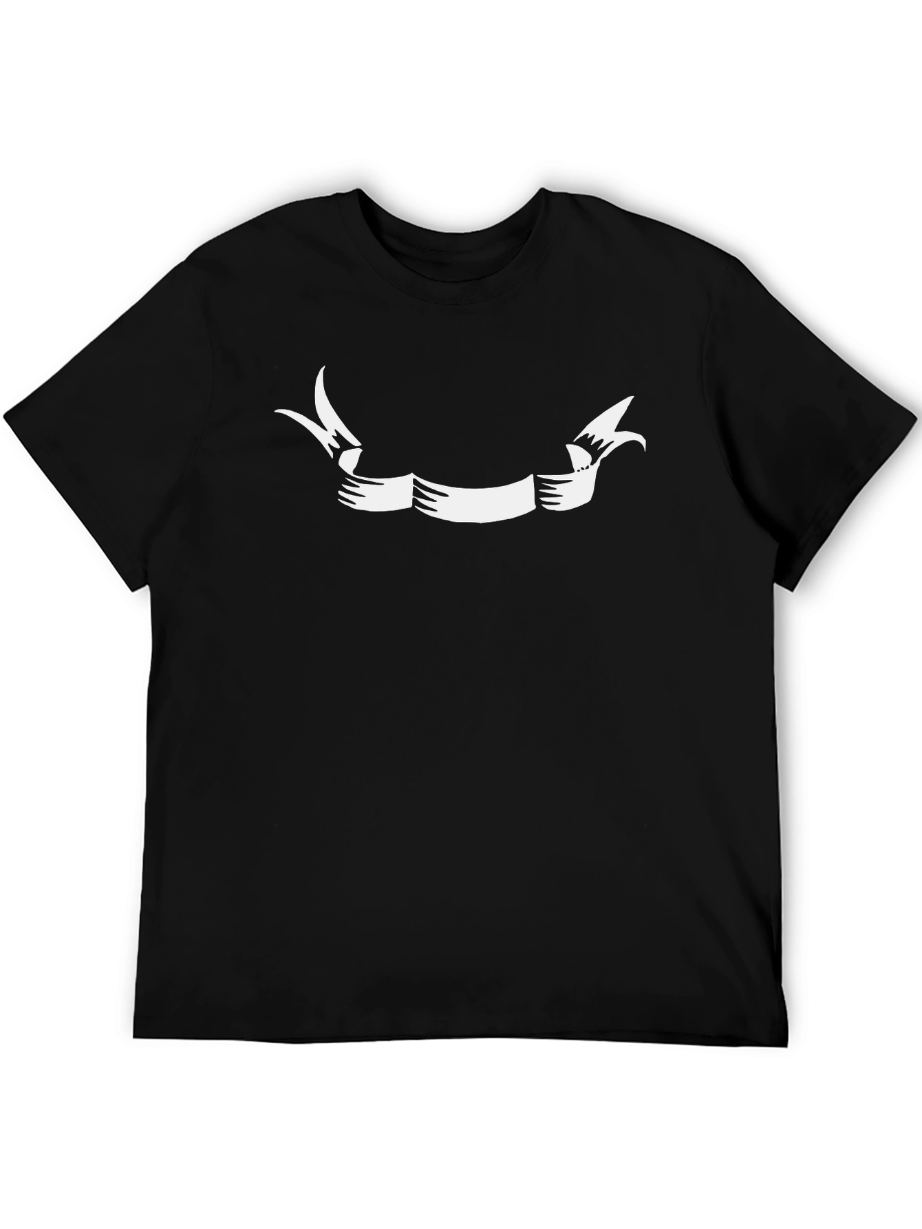 Black T-Shirt with White Ribbon Graphic