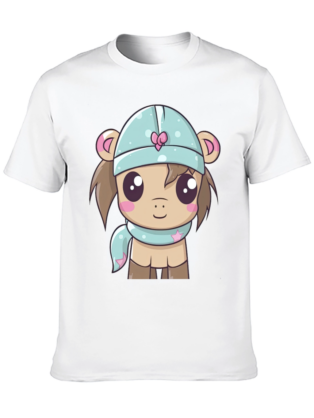 Cute Cartoon Animal Black T-Shirt